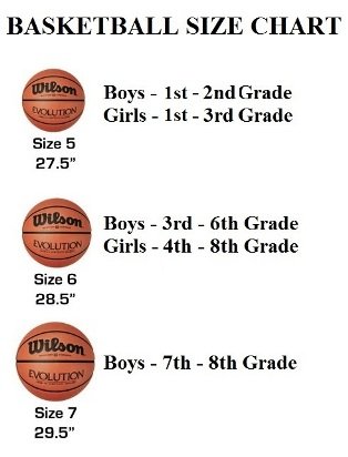 Basketball Size Chart